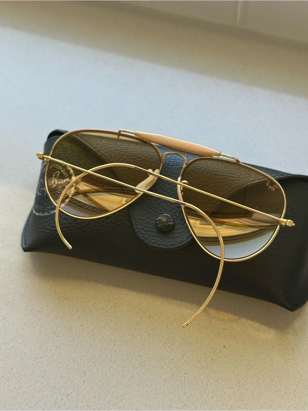 Bausch and Lomb Vintage Ray-Ban Gold Aviator Sunglasses